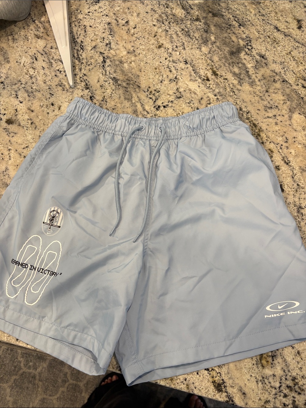 Nike Men's Light Blue Athletic Shorts with Logo